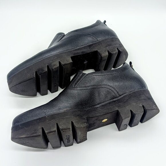 Fiorangelo Black Italian Leather Chunky Slip-On Loafers - Picture 7 of 9